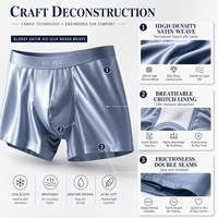 Caleçons Boxers Homme Personnalisables à Logo, Taille Mi-Haute, en Satin Brillant, Soie Glacée Douce, Finition Brillante, Respirants, 5 Couleurs