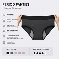 Braguitas Menstruales de Cintura Alta para Mujer, Transpirables, Suaves, de Viscosa y Elastano, de 3 Capas, a Prueba de Fugas, para Uso Diario