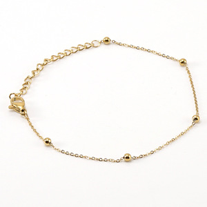 Zogxin Beaded Necklace 45cm Gold Chain Round Ball Design Everyday Wear - Product Image 3