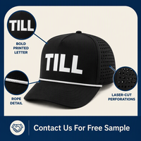 Casquette Trucker Personnalisée en Corde, 2 Couleurs Noir Blanc, Lettres Imprimées, Maille Perforée, Casquette de Baseball Ajustable, Vente en Gros OEM, Faible MOQ