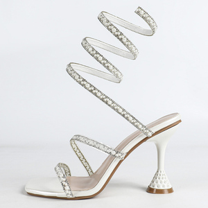 Sandali Estivi 2026 con Tacco Alto Sottile, Punta Aperta, Perle Bianche e Strass, Sexy ed Eleganti per Donna - Product Image 6