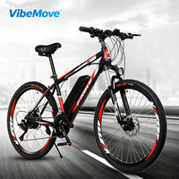 Vélo de montagne électrique à assistance électrique 350W 48V 26 pouces, cadre en acier haute teneur en carbone, batterie au lithium, suspension avant, double frein à disque arrière, 60 km d'autonomie