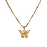 Collier de déclaration avec papillon pour femme, pendentif de style Hip-Hop, chaîne ondulée, bijou pour hommes et femmes