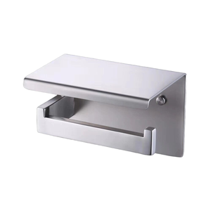 Porte-papier toilette mural moderne en acier inoxydable avec étagère de rangement pour salle de bain, garantie 3 ans - Product Image 1