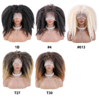 Perruque synthétique courte Afro Kinky Twist Cheveux tressés Afro Marley Perruque avant en dentelle avec frange 12 pouces Fluffy Afro Marley Twist