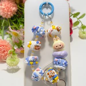 Cordino Creativo Fatto a Mano con 7 Perle '<span class=keywords><strong>Buonanotte</strong></span> Cielo Stellato' Charm Mengli Intrecciato a Mano Lunghezza 14 per Telefono Borsa Luce Notturna - Product Image 4