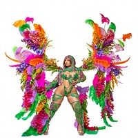 Ceinture en fil métallique faite à la main pour le carnaval de Samba Rio, châle en plumes avec pierres, costume de danse du ventre pour Rave, EDC, défilé, performance, Jouvert