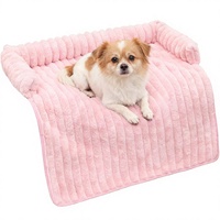 Coussin de canapé pour chien et chat en velours côtelé rectangulaire, moelleux, moderne, chaud pour l'hiver, orthopédique, écologique, avec housse amovible, emballé en boîte