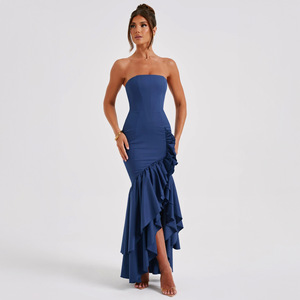 <span class=keywords><strong>Robe</strong></span> longue à volants cascade sexy King Mcgreen Star, <span class=keywords><strong>robe</strong></span> de soirée unie à épaules dénudées, fendue, plissée, <span class=keywords><strong>robe</strong></span> de femme pour les vacances - Product Image 2