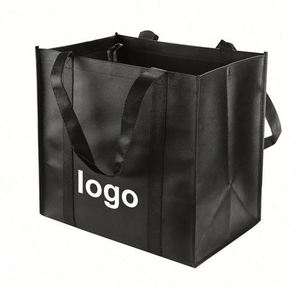 Bolsa de Compras Personalizada Reutilizable, Resistente, con Asas Reforzadas, Negra, de Tela de Polipropileno No Tejido - Product Image 1