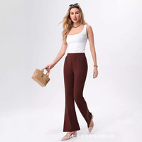 Pantalon évasé taille haute ample et extensible pour femme, coupe décontractée, longueur pleine, en Spandex/Polyester, nouvelle collection été