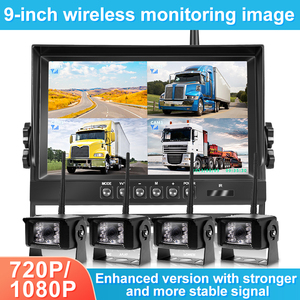 For Truck Trailer Parking <b>Reverse</b> Aid System 9 Inch Split Channels Monitor Dual Quad Screen With <b>Wireless</b> <b>Cameras</b> <b>Wireless</b>-9-X38 - Product Image 2