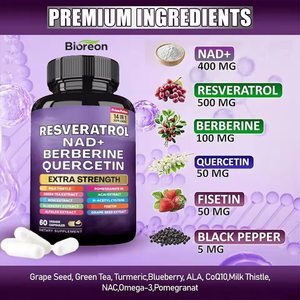 Resveratrolo con NAD+ Berberina Quercetina Estratto di Melograno Integratore Antiossidante a Base di Erbe Prodotto negli USA - Product Image 5