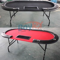 Table de poker pliable sur mesure à prix avantageux avec mélangeur de cartes et éclairage LED