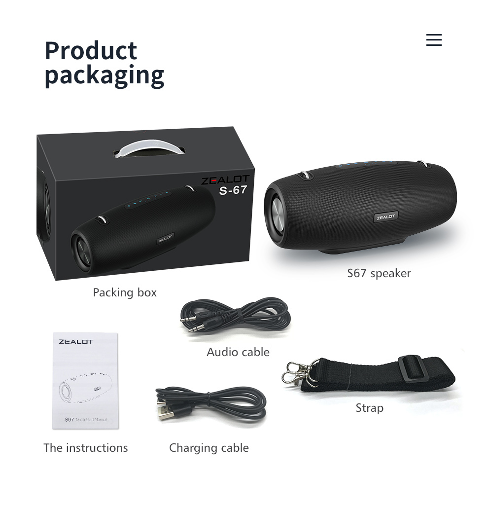 Best Selling Product Ipx5 Waterproof Audio Speaker 60w Portable Audio Speaker Powerful Wireless Speaker Zealot S67 · image 6