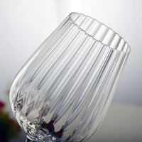 Verre à Vin Rouge et Blanc en Cristal à Calice Côtelé, Verrerie à Long Pied, Soufflé à la Main Style Art Déco, Verres à Vin Rouge