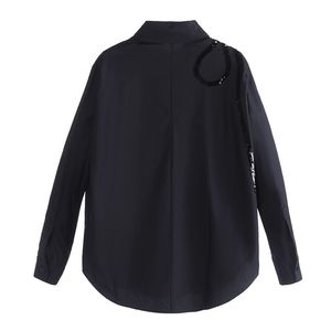 Camicie da donna autunno tinta unita <span class=keywords><strong>con</strong></span> perline Casual camicette larghe donna Top di strada <span class=keywords><strong>con</strong></span> ricami di <span class=keywords><strong>paillettes</strong></span> - Product Image 2