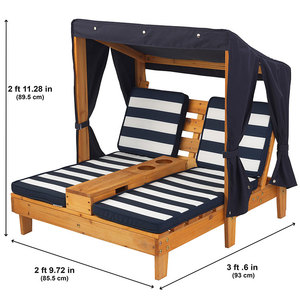 Muebles de patio para niños, regalo <span class=keywords><strong>gris</strong></span>, poli ratán, madera maciza, chaise lounge doble para exteriores, <span class=keywords><strong>silla</strong></span> de playa de Alemania con cojín - Product Image 3