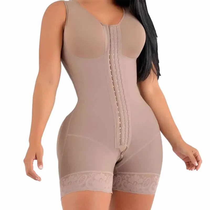 High Compression Full Body Shapewear With Hook And Eye Front Closure Shaper Adjustable Bra Slimming Bodysuit Fajas Colombianas