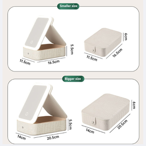 Hộp đựng mỹ phẩm để bàn có logo tùy chỉnh, hộp đựng mỹ phẩm bằng da chống thấm nước, túi đựng mỹ phẩm du lịch di động có gương đèn LED - Product Image 6