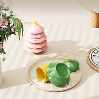 Ensemble de plats à condiments et à en-cas en céramique et porcelaine, 5 étages, en forme d'arbre de Noël, pour la décoration de la maison