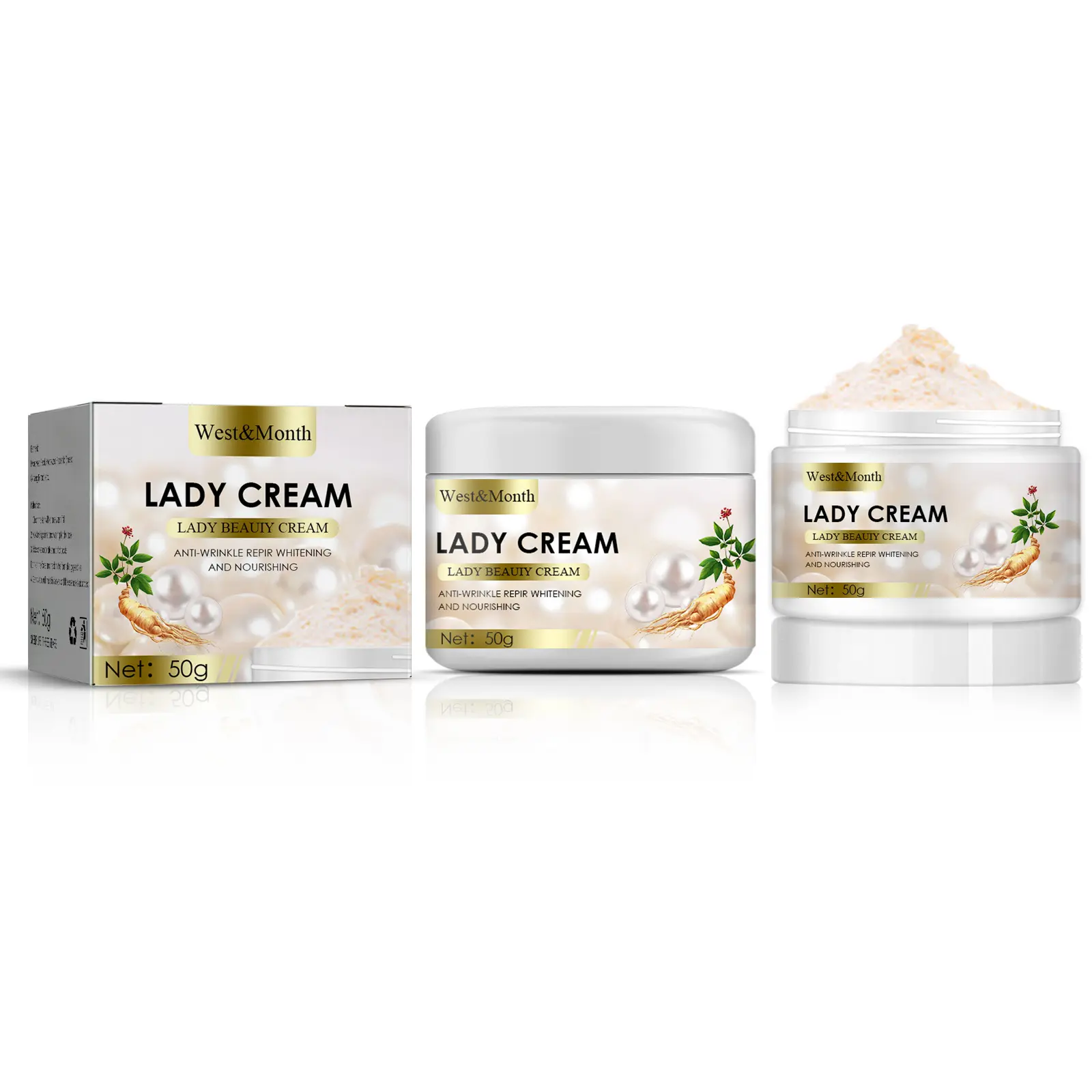 Ginseng Pearl Lady Creme Haut verjüngung Feuchtigkeit spendende Haut Anti-Falten Straffende Fade Spot Aufhellung creme