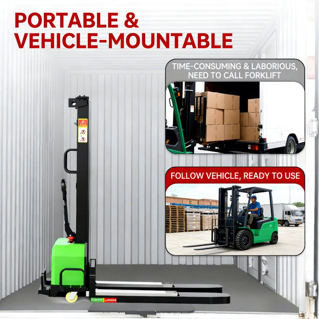 Semi Electric 500kg 700kg 1000kg 1300mm Self Loading Stacker Portable Pallet Lifter