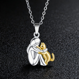 Collana alla Moda con Ciondolo Donna e Cane, Grazioso Pendente a Forma di Cucciolo, <span class=keywords><strong>Gioielli</strong></span> con Animali Domestici - Product Image 6