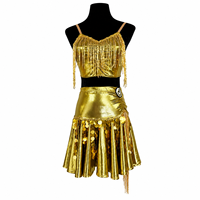 Costume de danse latine personnalisé pour filles, en or, avec franges et paillettes, robe de danse de salon pour adultes, ensemble de tenue de performance latine
