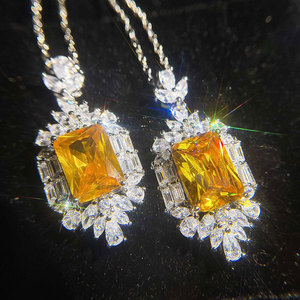 Collana con Ciondolo in Pietra Gialla per Donne, Gioiello Scintillante alla Moda per Uso Quotidiano, Idea Regalo - Product Image 2