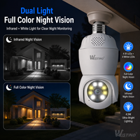 Wistino WiFi Home, Bombilla Inteligente de Seguridad para Exteriores con Luz LED Ultra Brillante de 4.5W, Visión Nocturna a Todo Color, Comunicación Bidireccional