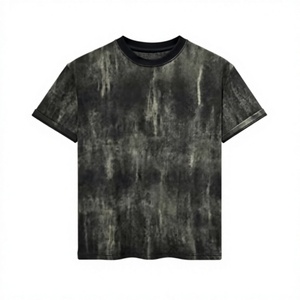 T-shirt décontracté pour homme en coton biologique respirant, style vintage délavé et gaufré, coupe ample, manches courtes, style hip-hop urbain - Product Image 3
