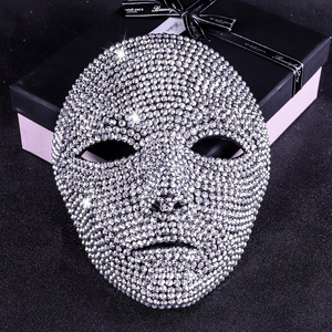 Máscara Facial Plateada con Pedrería para Fiestas, Conciertos, Accesorio de Moda, Cumpleaños, Halloween, Carnaval - Product Image 1