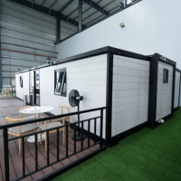 Maison conteneur extensible double face de 40 pieds, maison modulaire préfabriquée pliable, étanche avec cuisine et salle de bain complètes