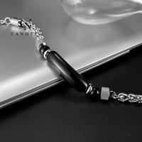 Bracelet en acier inoxydable tressé pour homme, perles en œil de tigre naturel, bracelet porte-bonheur, bijoux tendance, cadeau