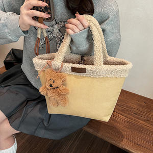 Diseñador <span class=keywords><strong>de</strong></span> moda Boutique mujer señora Vintage calle ocio viaje invierno lindo felpa cubo bolso <span class=keywords><strong>de</strong></span> mano gran capacidad - Product Image 5