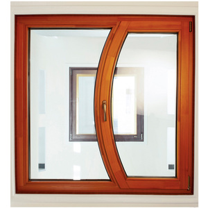 Chất lượng hàng đầu cong hình gỗ rắn kính hai lớp kính cường lực nghiêng và xoay cửa sổ cho biệt thự - Product Image 6