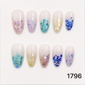 Glitter Press on Nails Full Cover False Nails ABS Plastic Pre Designed Finger Manicure Set - Product Image 1
