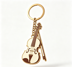 Porte-clés vintage en métal violon, pendentif guitare émaillé en alliage de zinc pour sac à dos et clés - Product Image 1