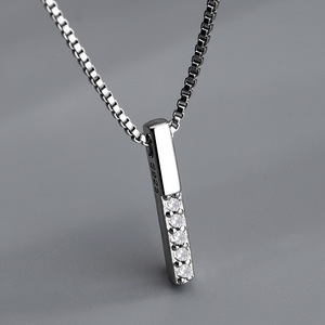 <span class=keywords><strong>GN13</strong></span> meilleure vente vente en gros argent sterling 925 barre de diamant verticale simple pendentif de collier boîte de chaîne bijoux - Product Image 4