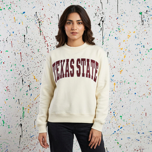Sudadera con capucha y cremallera TEXAS STATE, 100% algodón, marrón, con apliques bordados, estilo vintage de invierno, transpirable, con hilos finos - Product Image 1