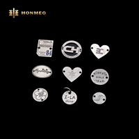 HONMEO OEM ODM Étiquette métallique personnalisée en alliage de zinc pour vêtements, jeans, chaussures et sacs, avec logo