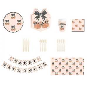 Kit de vaisselle jetable DAMAI pour fête de Thanksgiving, assiettes et serviettes en papier, décorations à carreaux pour 8 invités - Product Image 5