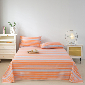 Summer Coarse Cloth <b>Bed</b> <b>Sheet</b> Set Striped Polyester Cotton Breathable Home Use Simple Style <b>Single</b> Dormitory - Product Image 3