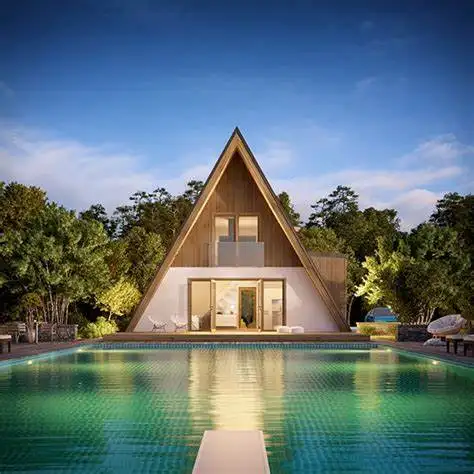 Hot Selling Mooie A-Frame Driehoek Resort Vakantie Prefab Stalen Constructie Huis