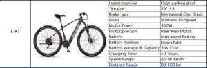 Vélo <span class=keywords><strong>de</strong></span> <span class=keywords><strong>course</strong></span> électrique rétro <span class=keywords><strong>de</strong></span> 29 pouces avec <span class=keywords><strong>assistance</strong></span> au pédalage, 21 vitesses, cadre en acier, frein à disque, moteur à moyeu arrière, pneus premium - Product Image 2