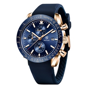 Montre chronographe classique pour homme OEM ODM, étanche, bracelet en silicone, lunette tachymetre, sport, mode, calendrier, quartz - Product Image 1
