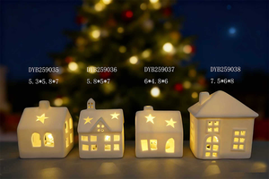 Оптовая продажа: фарфоровый рождественский подсвечник в виде домика, декоративная деревня со светодиодной подсветкой - Product Image 4