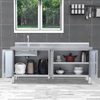 Ensemble d'évier de cuisine sur mesure pour l'usine. Évier de cuisine extérieur en acier inoxydable avec vasque intégrée et plan de travail sur mesure 216 304