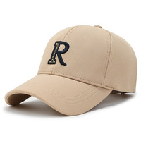 Vente en gros Casquettes de sport unisexes en coton avec broderie de lettres R avec logo personnalisé 6 panneaux Casquettes de baseball respirantes à bord incurvé